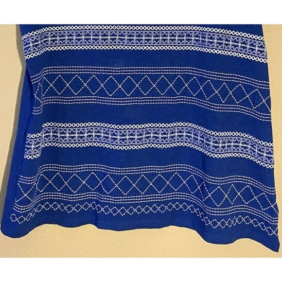 COPY - Talbots T-Shirt Top Size 1X Blue White Embroidered Short Sleeve Crew Nec… - Picture 3 of 7